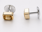 Natural Stone Cufflinks Studs 2pcs set  – 18K White Gold Plated