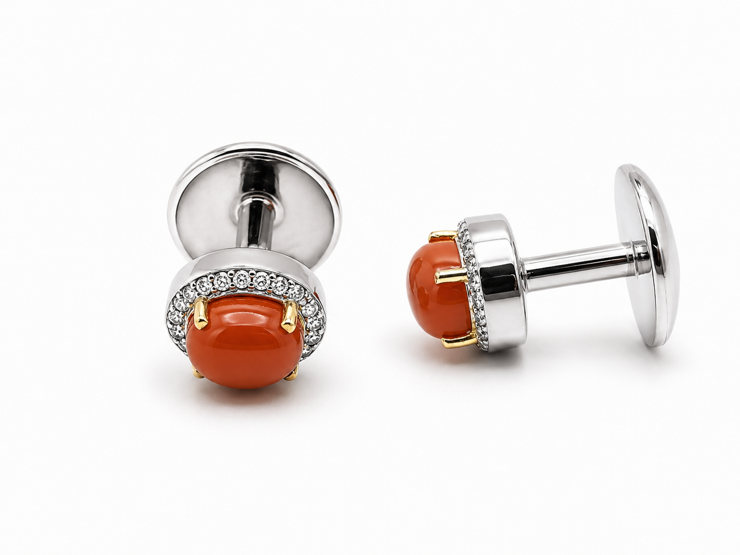 Men Cufflinks Studs 2 Pcs Set Natural Stone Agate Blue Topaz Pari dot, Garnet Gold Plated Formal Cufflinks