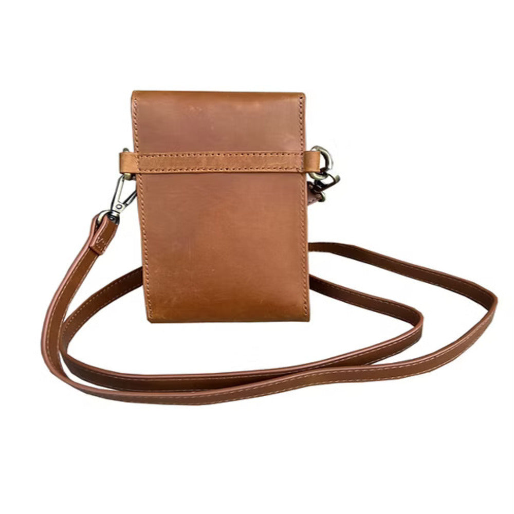 Women’s Leather Crossbody Phone Wallet Bag – Slim Dual Pocket Shoulder Bag