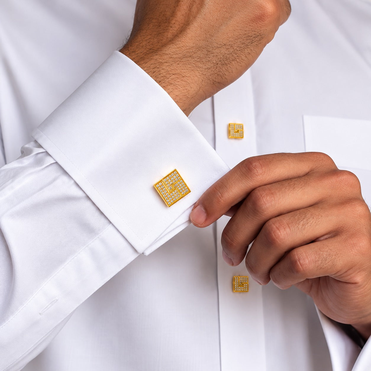 Tuxedo Shirt Cufflinks Stud Set 21K Gold Plated
