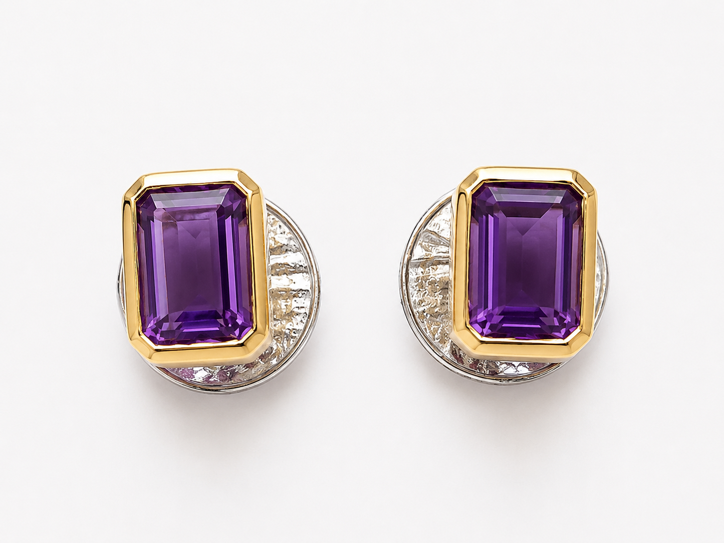 Natural Stone Cufflinks Studs 2pcs set  – 18K White Gold Plated