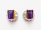 Natural Stone Cufflinks Studs 2pcs set  – 18K White Gold Plated