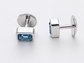 Natural Stone Cufflinks Studs 2pcs set  – 18K White Gold Plated