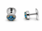 Men Cufflinks Studs 2 Pcs Set Natural Stone Agate Blue Topaz Pari dot, Garnet Gold Plated Formal Cufflinks