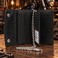 Men’s Genuine Leather Tri-Fold Checkbook Wallet with RFID Protection & Chain