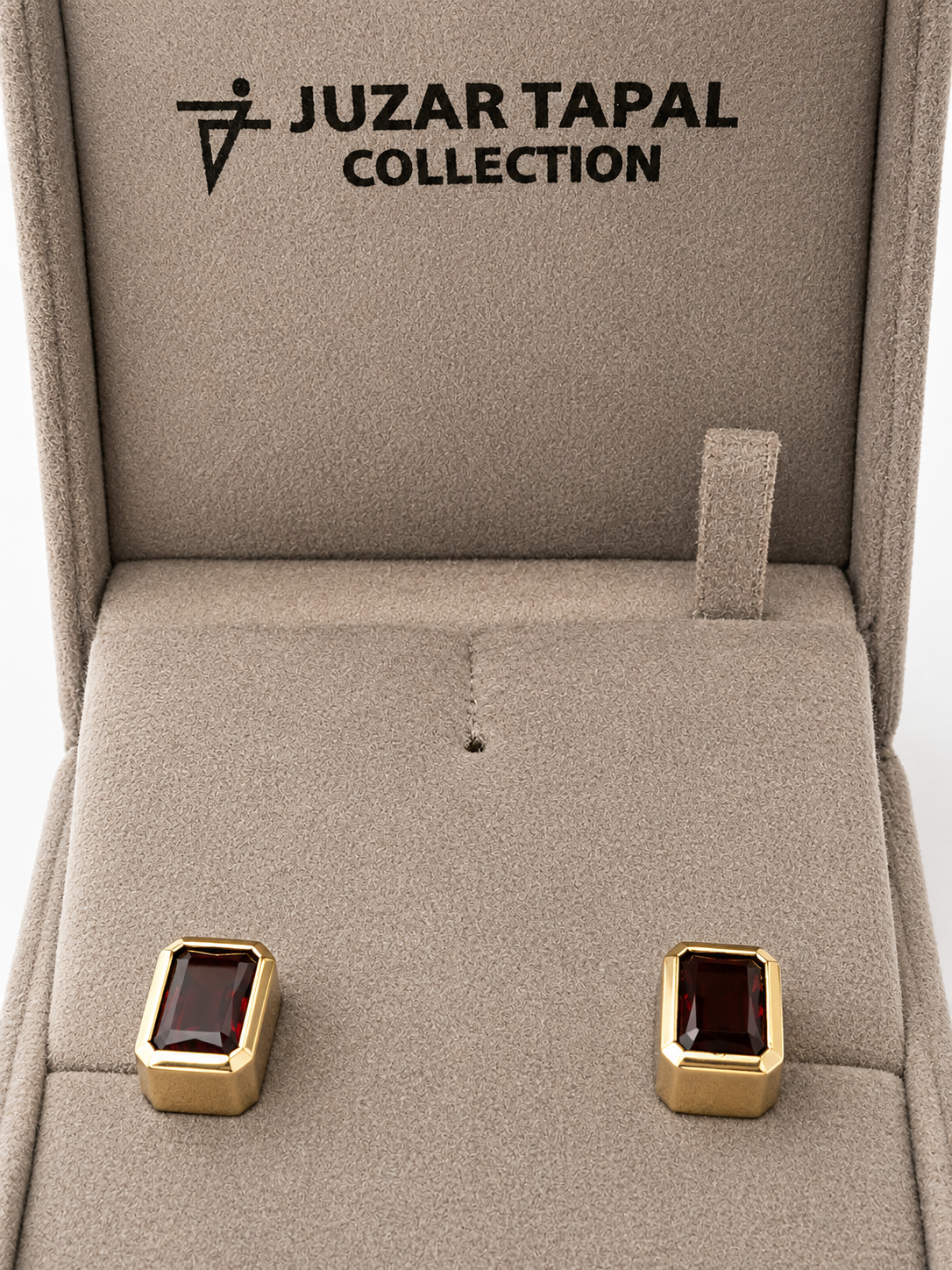 Natural Stone Cufflinks Studs 2pcs set  – 18K White Gold Plated