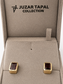 Natural Stone Cufflinks Studs 2pcs set  – 18K White Gold Plated
