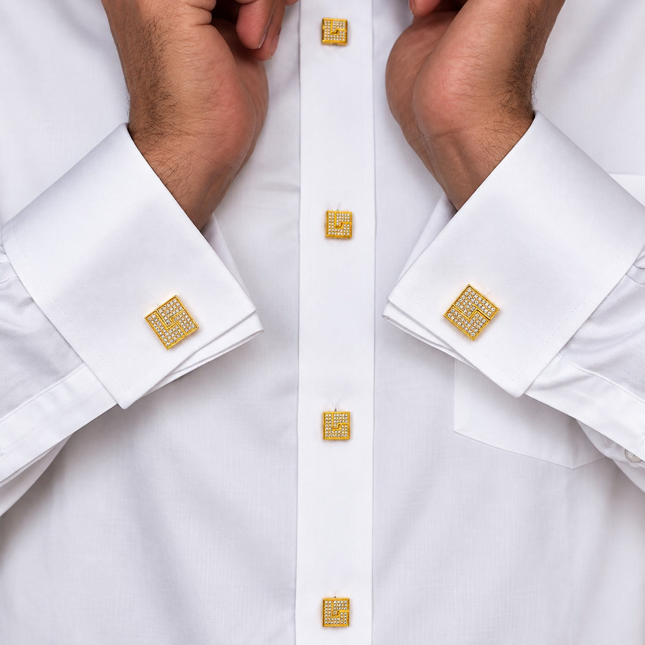 Tuxedo Shirt Cufflinks Stud Set 21K Gold Plated