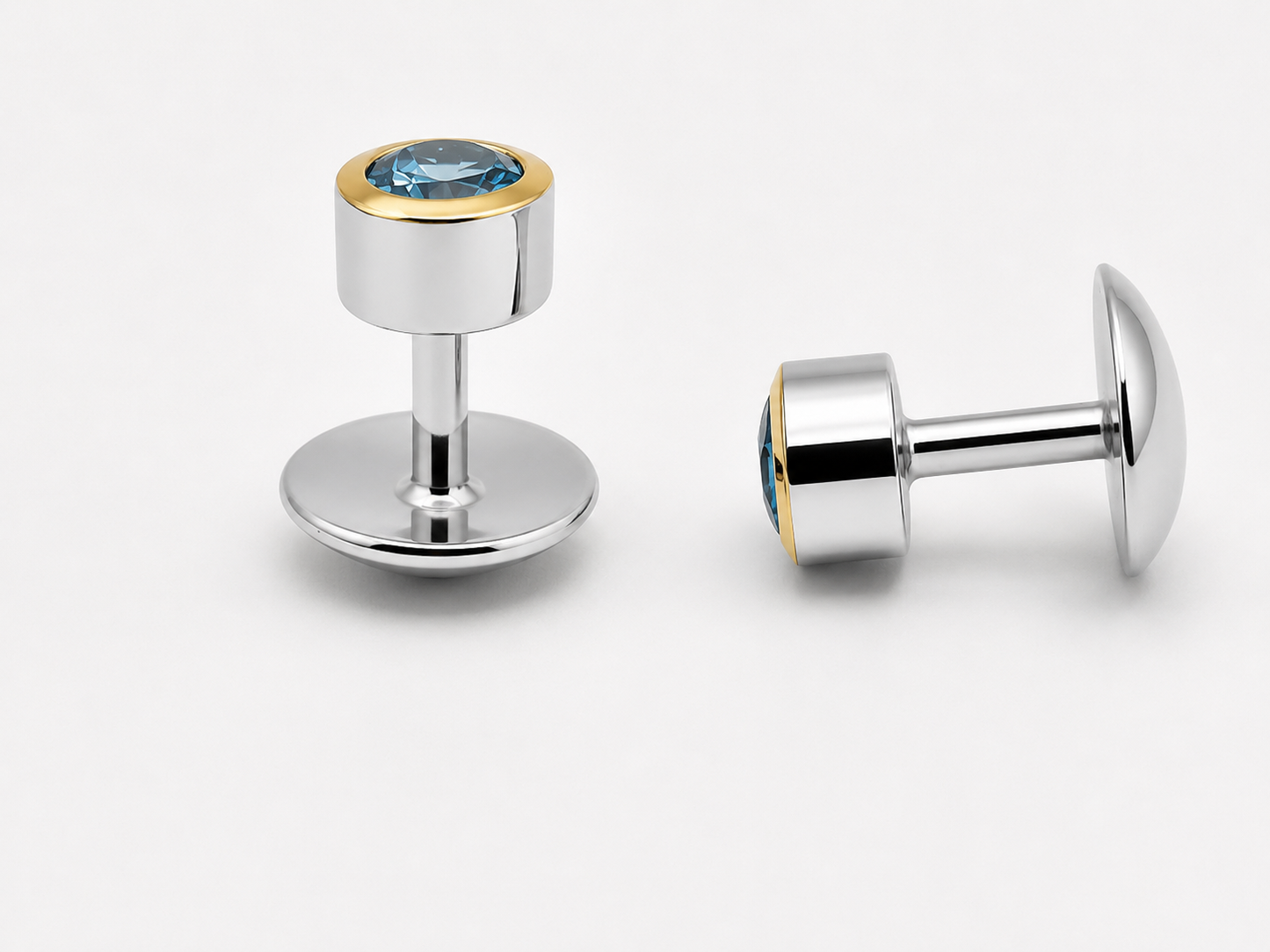 Natural Stone Pear Shape Cufflinks – 18K White Gold Plated