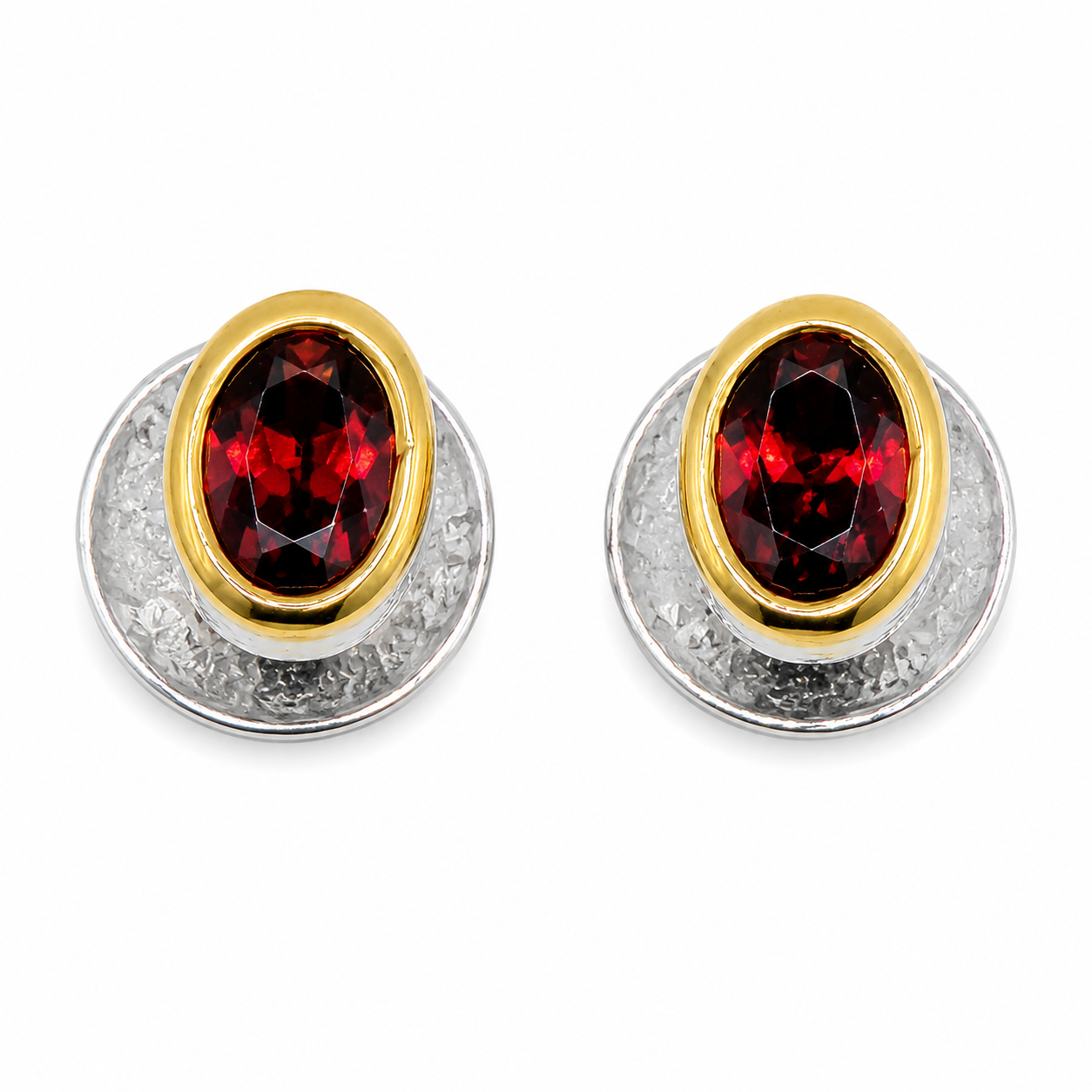 Natural Stone Oval Shape Cufflinks – 18K White Gold Plated