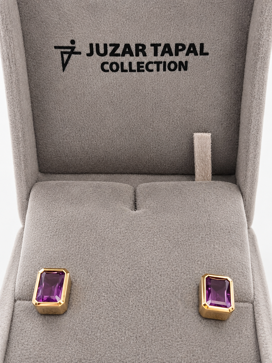 Natural Stone Cufflinks Studs 2pcs set  – 18K White Gold Plated