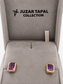Natural Stone Cufflinks Studs 2pcs set  – 18K White Gold Plated