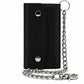 Men’s Genuine Leather Tri-Fold Checkbook Wallet with RFID Protection & Chain