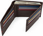Men’s Genuine Leather Bifold Wallet with RFID Protection & Red Stripe Trim