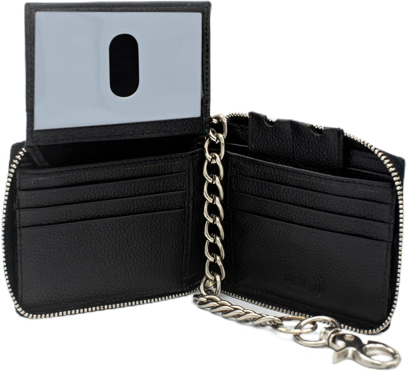 Zip Around Chain Wallet for Men – RFID Genuine Leather Bifold Wallet