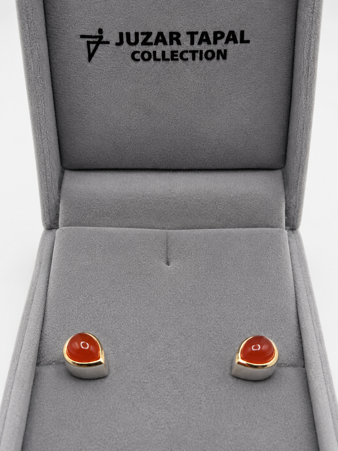 Natural Stone Pear Shape Cufflinks – 18K White Gold Plated