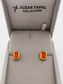 Natural Stone Cufflinks Studs 2pcs set  – 18K White Gold Plated