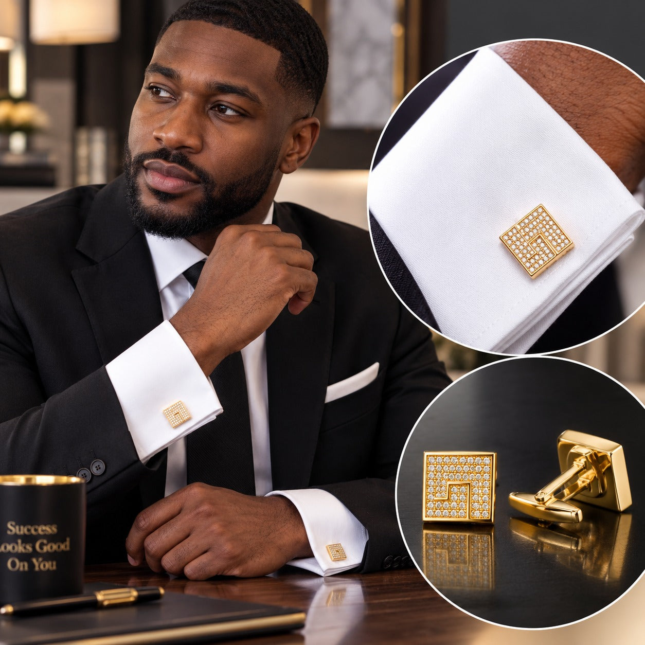 Cufflinks for Men 21K Gold Plated