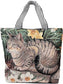 Cute Tabby Cat Canvas Tote Bag with Zipper