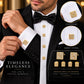 Tuxedo Shirt Cufflinks Stud Set 21K Gold Plated