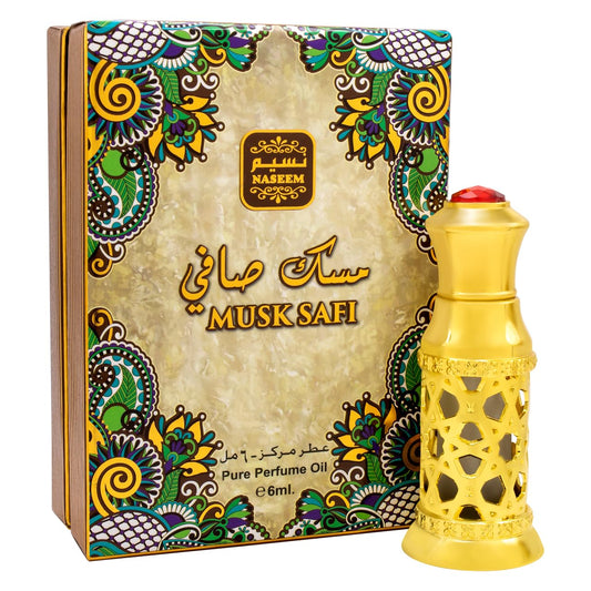 NASEEM Musk Safi 6ml Attar Perfume Oil for Men & Women | Rich Musk, Amber, & Sandalwood Blend Eau De Parfum | Long-Lasting, Hypoallergenic Fragrance | Premium Alcohol-Free, Skin-Friendly Scent