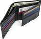 Men’s Genuine Leather Bifold Wallet with RFID Protection & Red Stripe Trim