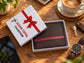 Men’s Genuine Leather Bifold Wallet with RFID Protection & Red Stripe Trim