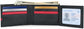 Men’s Genuine Leather Bifold Wallet with RFID Protection & Red Stripe Trim