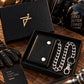 Men’s Genuine Leather Biker Trifold Wallet with Chain