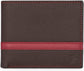 Men’s Genuine Leather Bifold Wallet with RFID Protection & Red Stripe Trim
