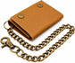 Men’s Genuine Leather Biker Trifold Wallet with Chain
