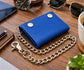 Men’s Genuine Leather Biker Trifold Wallet with Chain