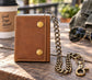 Men’s Genuine Leather Biker Trifold Wallet with Chain