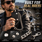 Men’s Genuine Leather Biker Trifold Wallet with Chain