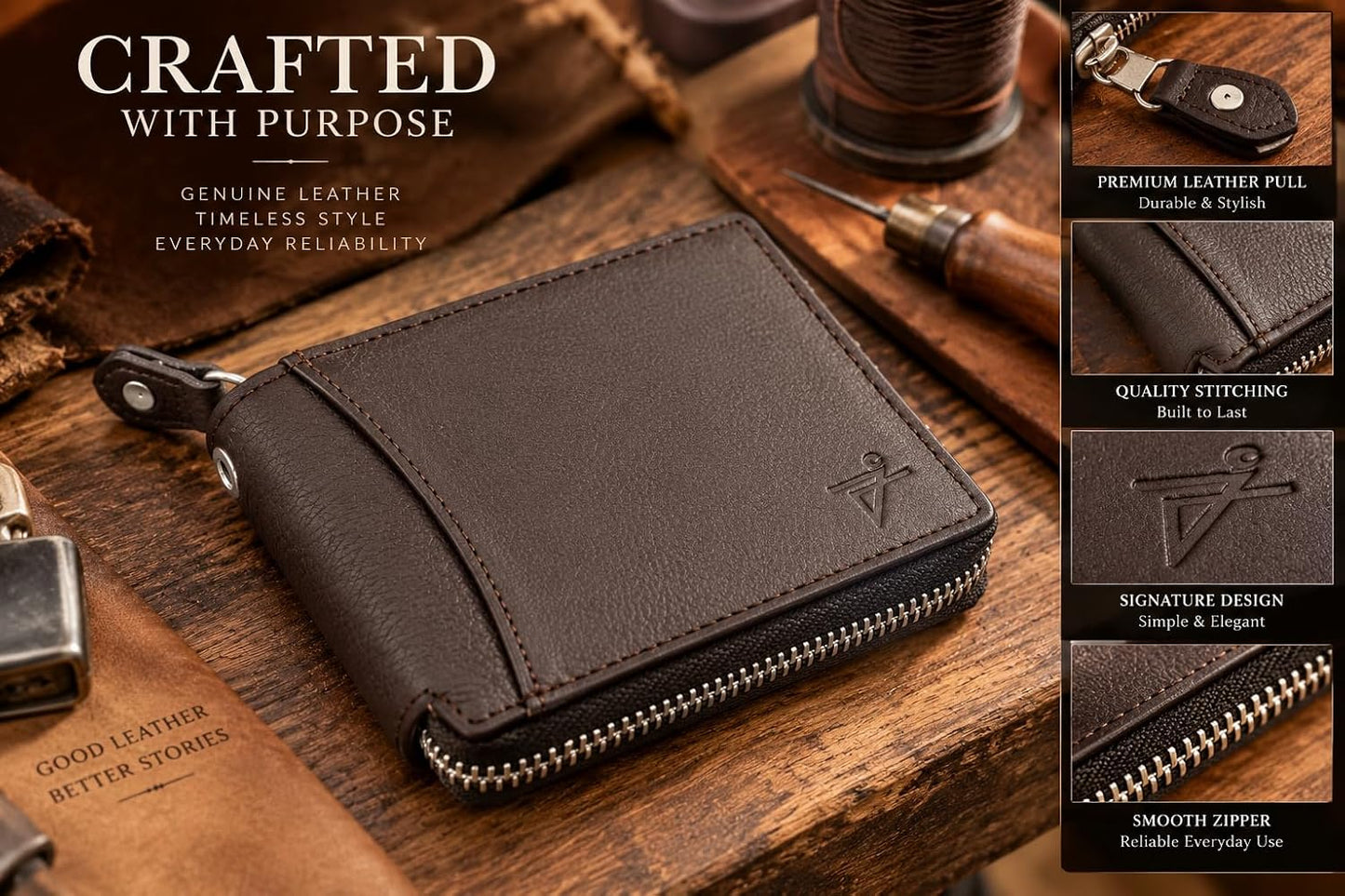 Zip Around RFID Leather Wallet for Men – BiFold Design