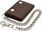 Men’s Genuine Leather Biker Trifold Wallet with Chain