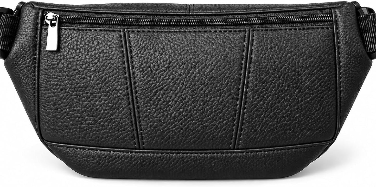 Genuine Leather Fanny Pack for Men Women Multi Pocket Waist Bag