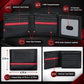 Men’s Genuine Leather Bifold Wallet with RFID Protection & Red Stripe Trim