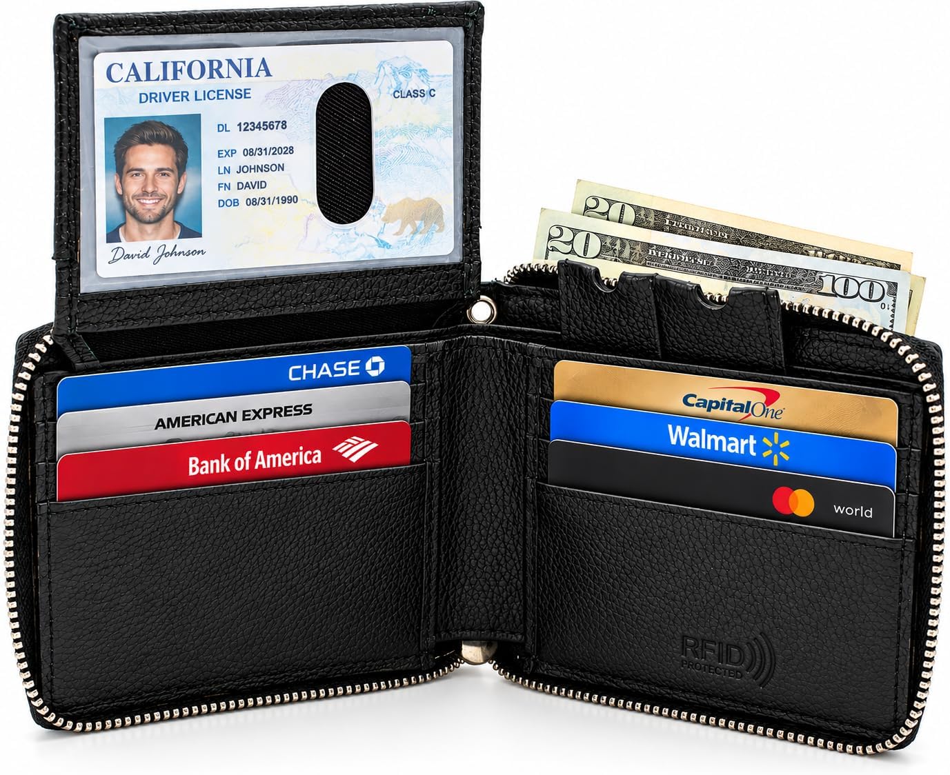 Zip Around RFID Leather Wallet for Men – BiFold Design