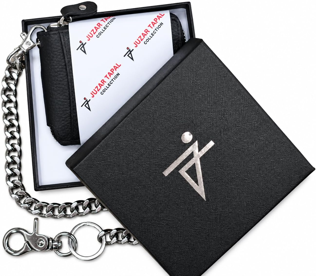Zip Around Chain Wallet for Men – RFID Genuine Leather Bifold Wallet