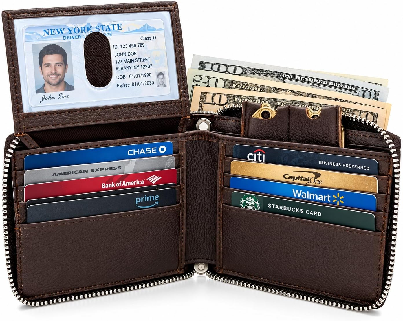 Zip Around RFID Leather Wallet for Men – BiFold Design