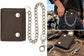 Men’s Genuine Leather Biker Trifold Wallet with Chain