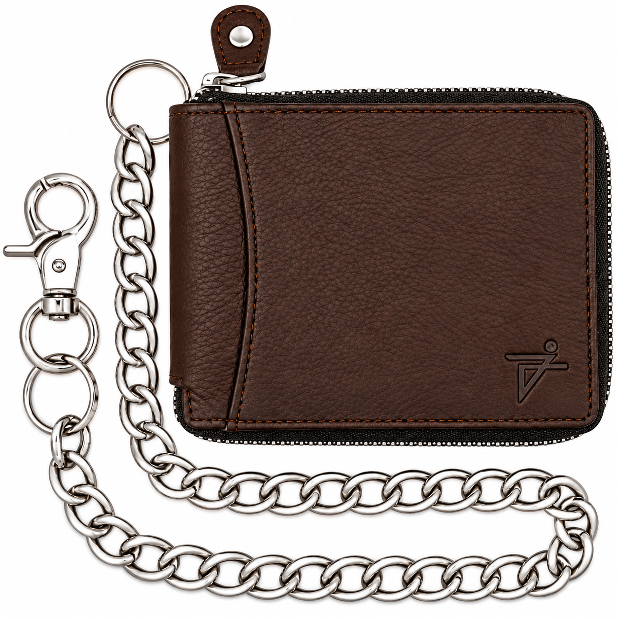 Zip Around Chain Wallet for Men – RFID Genuine Leather Bifold Wallet