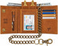 Men’s Genuine Leather Biker Trifold Wallet with Chain