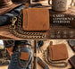 Zip Around Chain Wallet for Men – RFID Genuine Leather Bifold Wallet