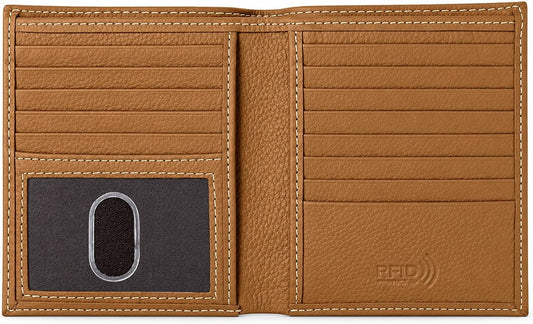 Men’s RFID Leather Hipster Wallet – Slim Bifold Card Holder