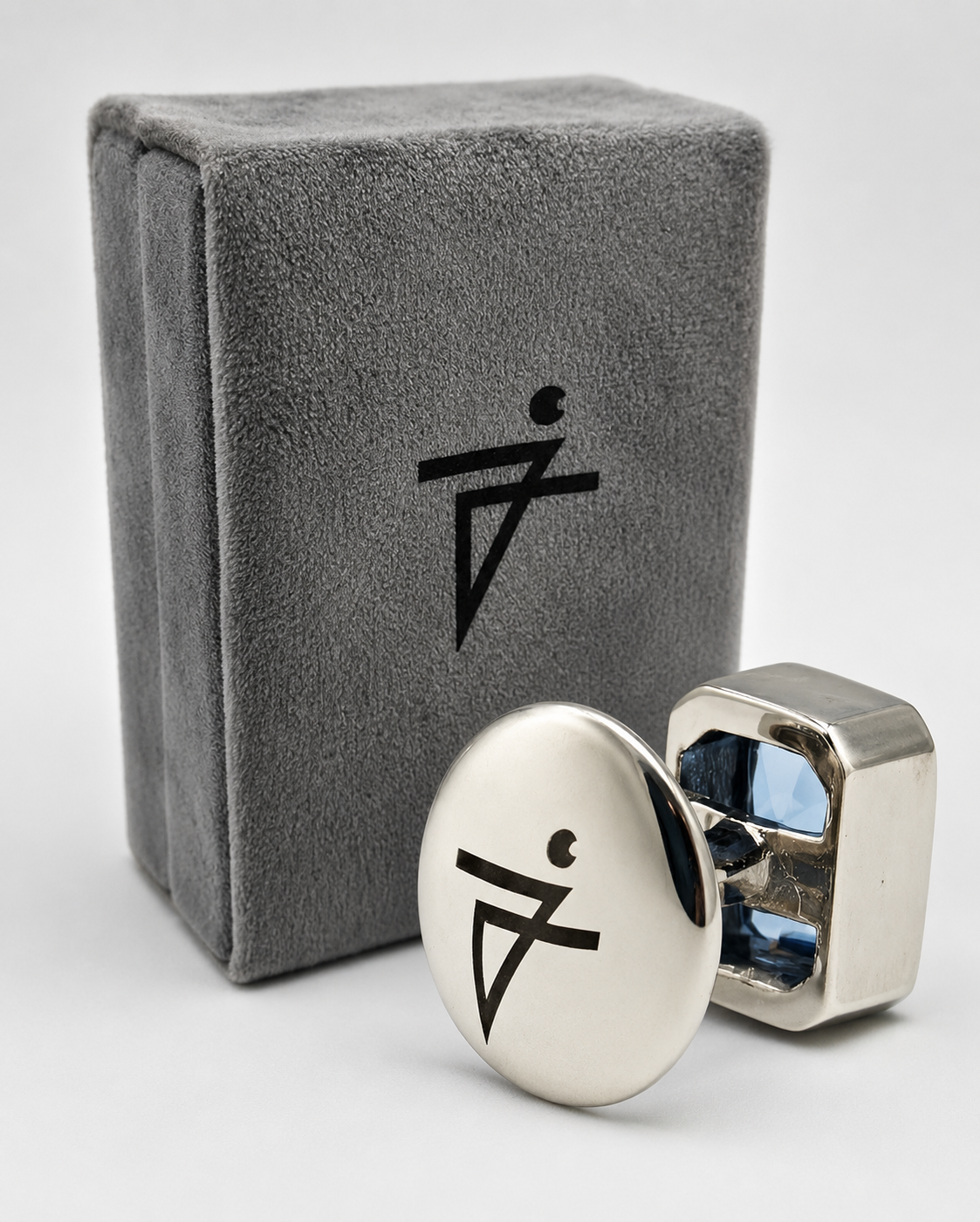 Natural Stone Pear Shape Cufflinks – 18K White Gold Plated