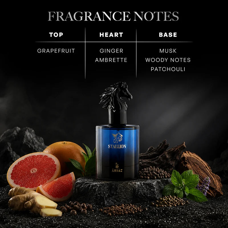 STALLION by ARIAZ 3.4oz/100ml Eau De Parfum for Him – Citrus Woody Aromatic