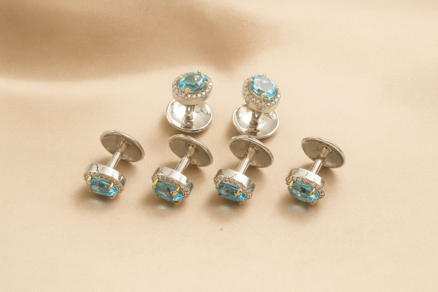 Luxury Sterling Silver 925 Shirt Studs for Tuxedo & Formal Wear