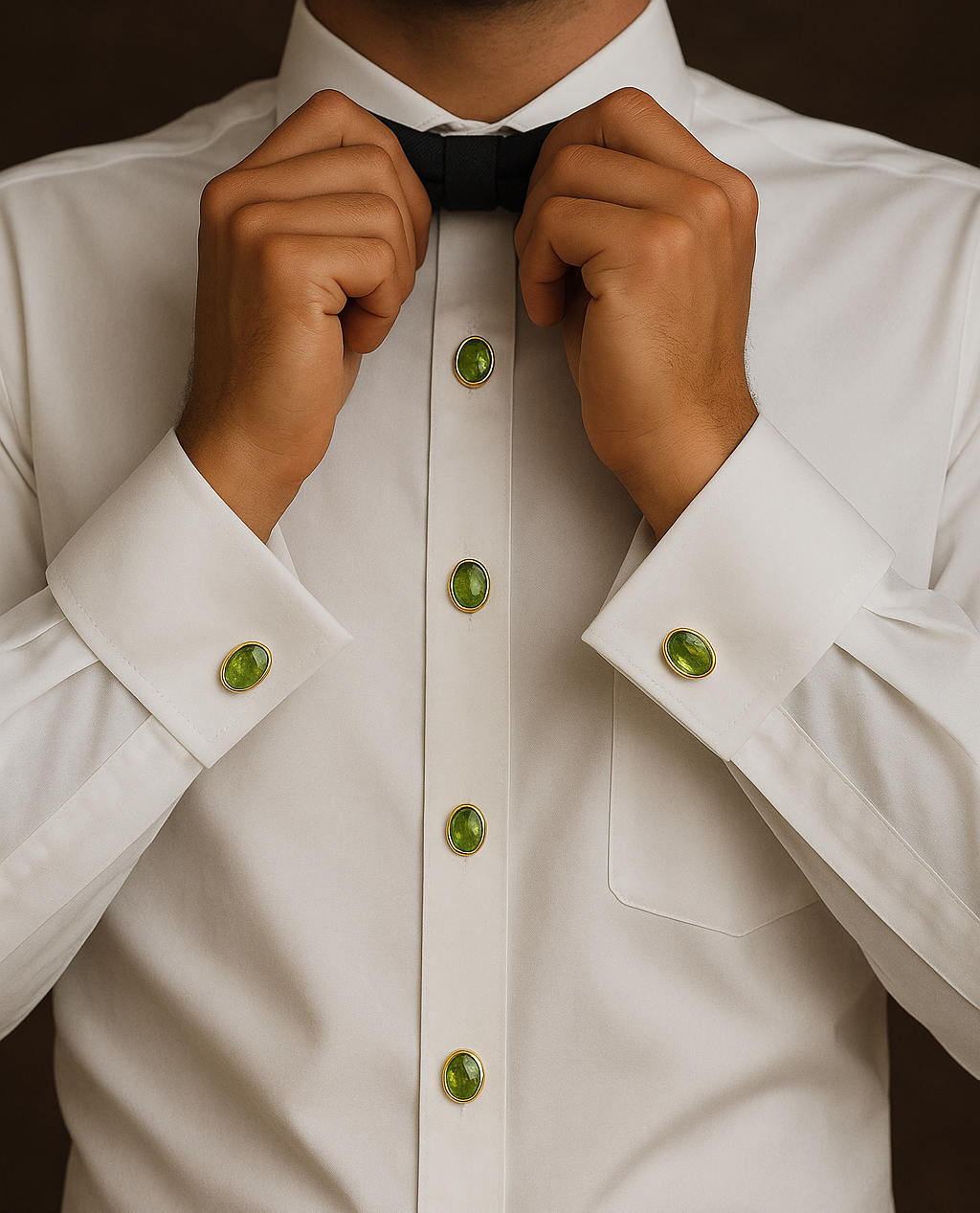 Luxury 22K Gold Plated Tuxedo Shirt Studs 6pcs Blue Topaz, Garnet, Agate & Peridot